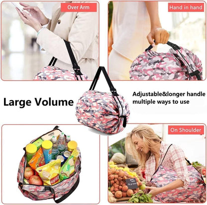Foldable Waterproof Shopping Tote with Zipper